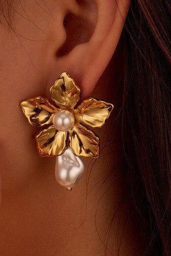 18k Stainless Steel Tarnish Free Flower Earrings - B.Fancy