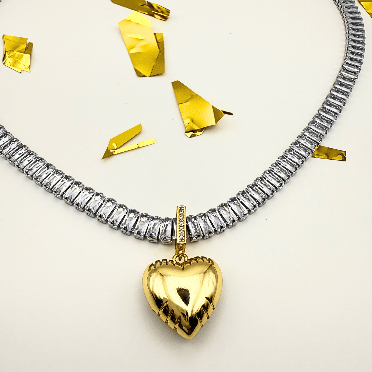 Heart Silver and Gold Stainless Steel Necklace - B.Fancy