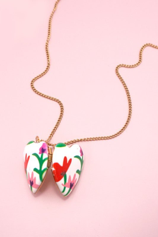 18k Stainless Steel Tarnish Free Locket Necklace - FLOWER - B.Fancy