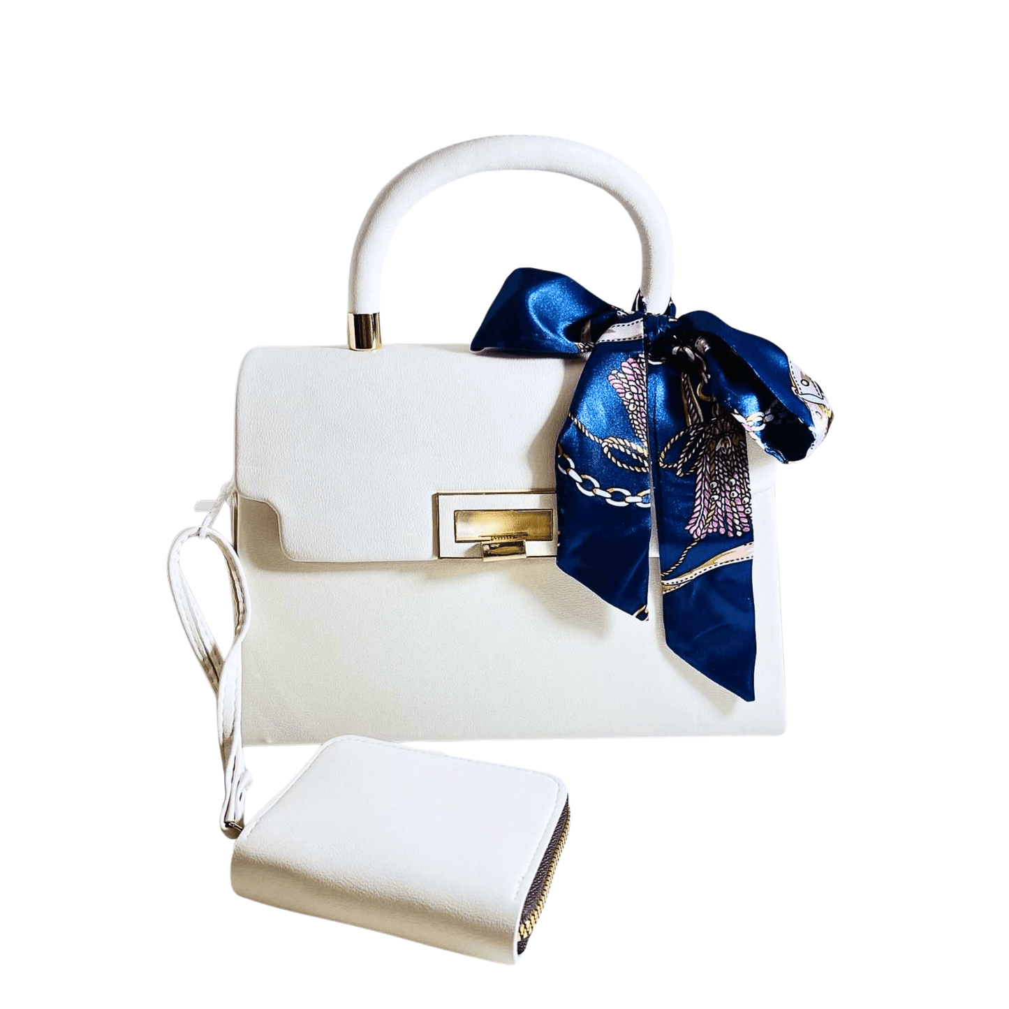 White Handbag and Card Holder - B.Fancy