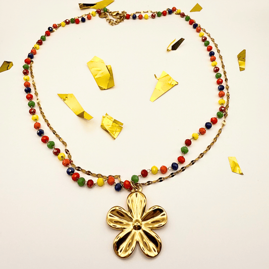 Flower and Beads Necklace - B.Fancy