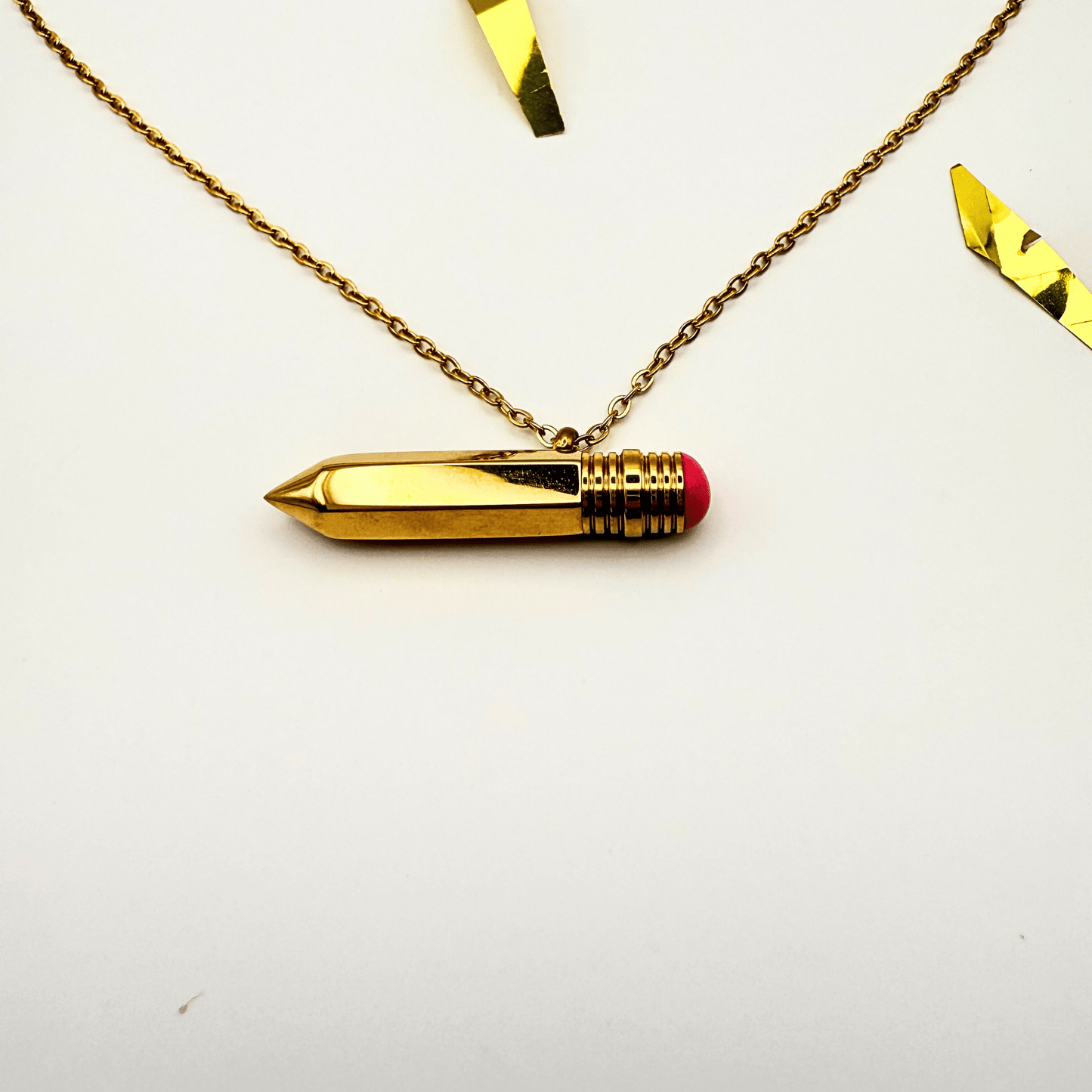 Gold Stainless Steel Pencil Necklace - B.Fancy