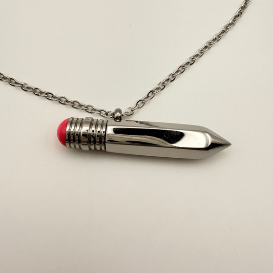Silver Stainless Steel Pencil Necklace - B.Fancy