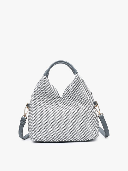 Gray Woven Hobo W/ Dual Handles - B.Fancy