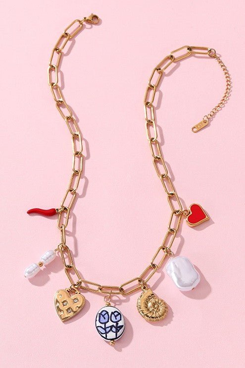 18k Stainless Steel Tarnish Free Charm Necklace - B.Fancy
