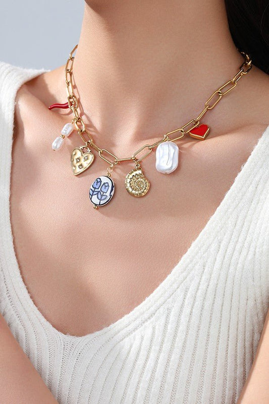 18k Stainless Steel Tarnish Free Charm Necklace - B.Fancy