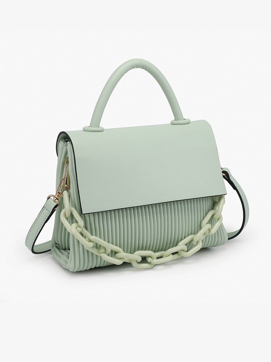 Mint - Pleated Crossbody W/ Chain Accent - B.Fancy