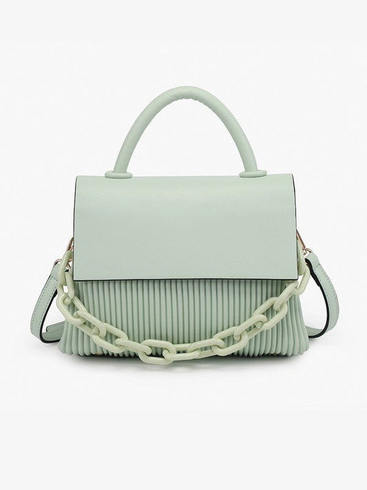 Mint - Pleated Crossbody W/ Chain Accent - B.Fancy