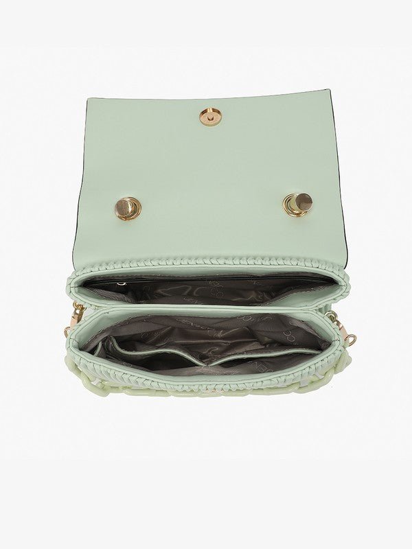 Mint - Pleated Crossbody W/ Chain Accent - B.Fancy