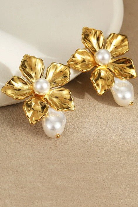 18k Stainless Steel Tarnish Free Flower Earrings - B.Fancy