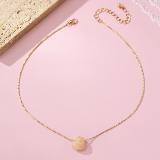 Natural Stone Semi Precious Heart Necklace - B.Fancy