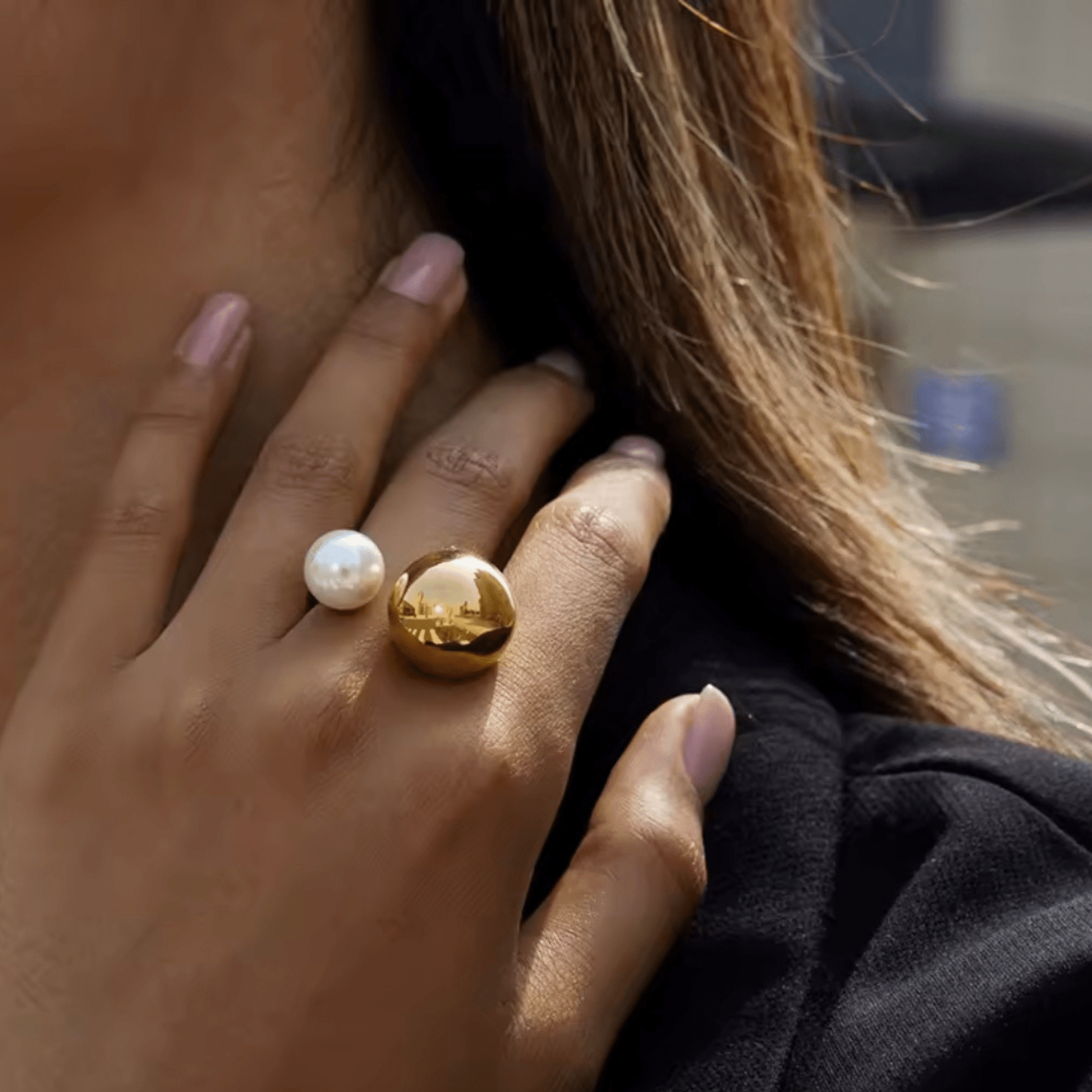 Pearl Stainless Steel Ring - One Size - B.Fancy