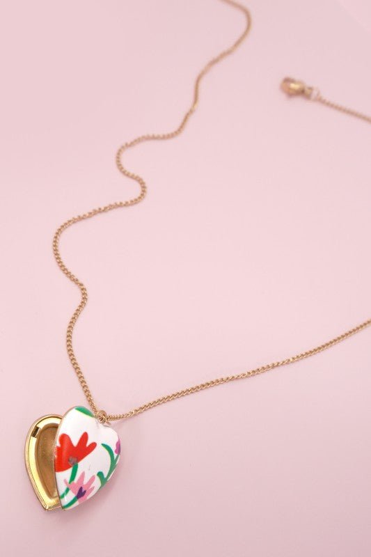 18k Stainless Steel Tarnish Free Locket Necklace - FLOWER - B.Fancy
