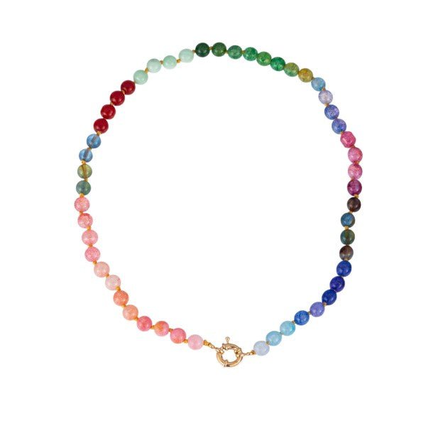 Natural Stone Semi - precious Glass Mixed Necklace - Amanda - B.Fancy